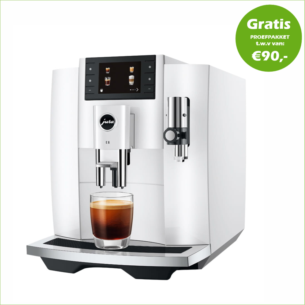 JURA E8 Piano White (EC) + Gratis proefpakket - 